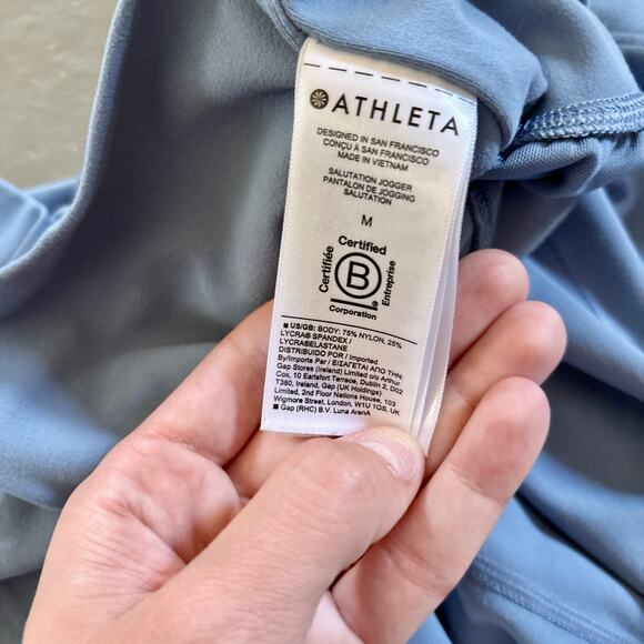 Athleta Salutation Joggers Blue High Rise Size Medium Pockets - Picture 10 of 10